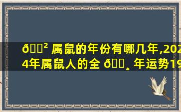 🌲 属鼠的年份有哪几年,2024年属鼠人的全 🌸 年运势1984出生